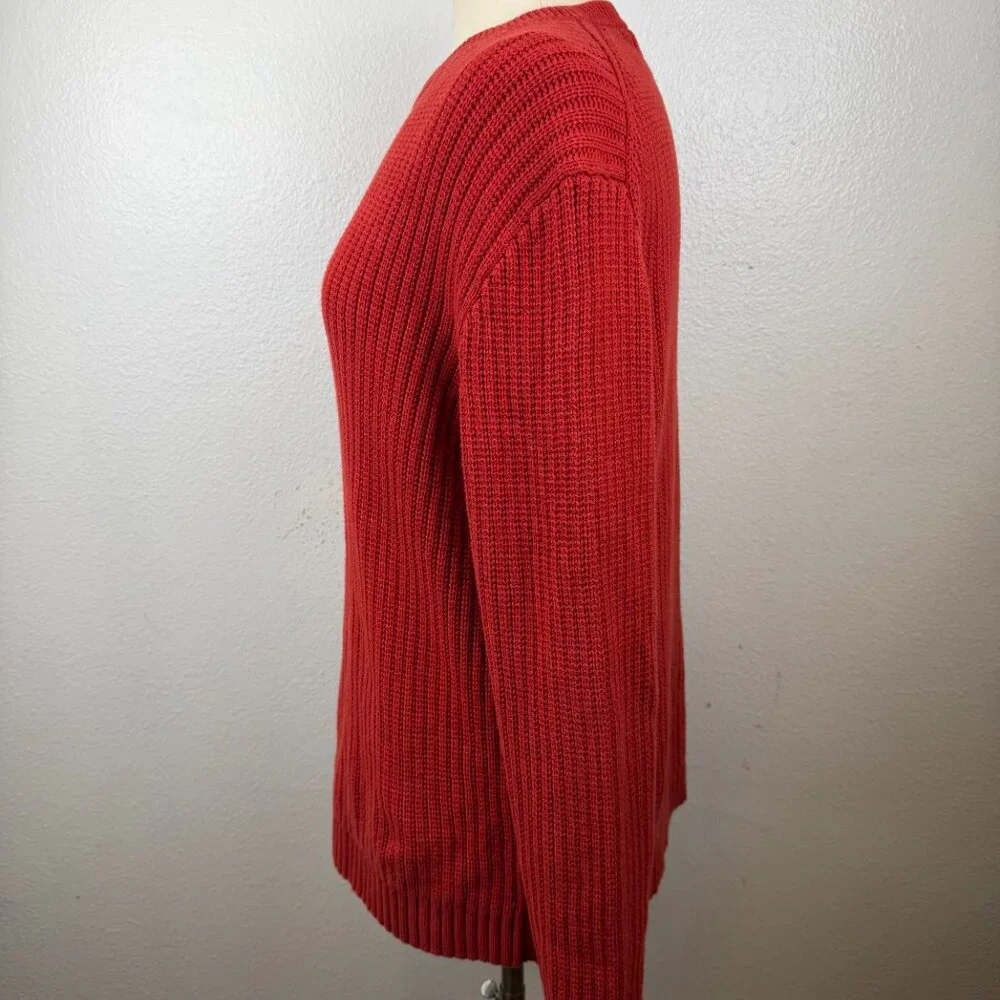 J Crew Oarsman Sweater Mens Medium‎ Red Crew Neck Cotton Fisherman